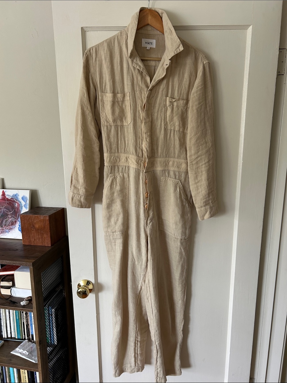 MATE The Label Linen Cream Utility Jumpsuit